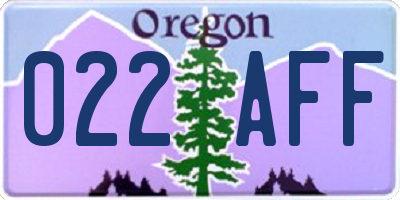 OR license plate 022AFF