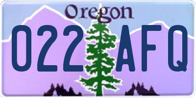 OR license plate 022AFQ