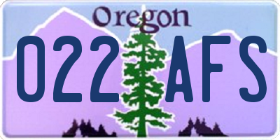 OR license plate 022AFS