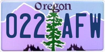 OR license plate 022AFW