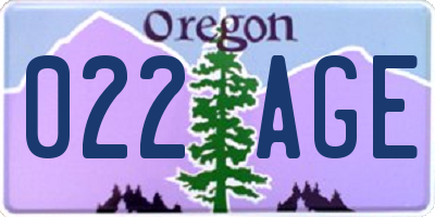 OR license plate 022AGE