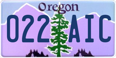 OR license plate 022AIC