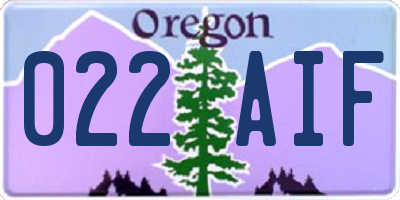 OR license plate 022AIF