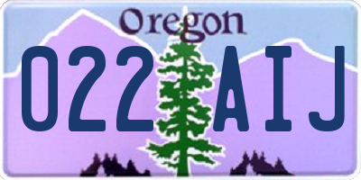 OR license plate 022AIJ