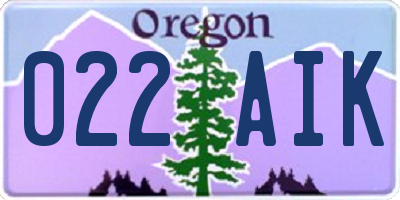 OR license plate 022AIK