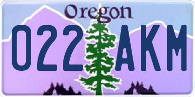 OR license plate 022AKM
