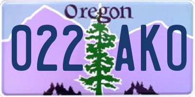 OR license plate 022AKO