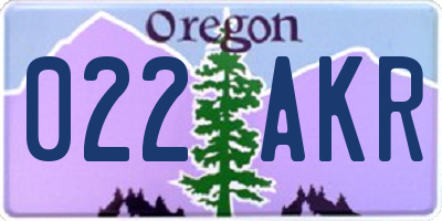 OR license plate 022AKR
