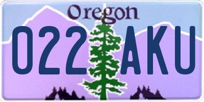 OR license plate 022AKU