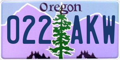 OR license plate 022AKW