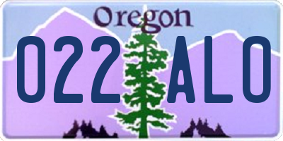 OR license plate 022ALO