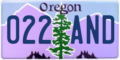 OR license plate 022AND