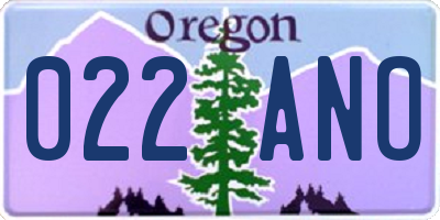 OR license plate 022ANO