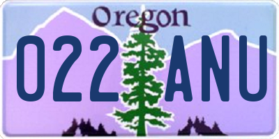 OR license plate 022ANU