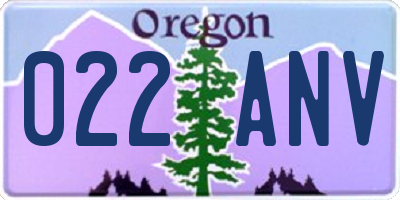OR license plate 022ANV