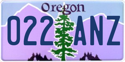 OR license plate 022ANZ