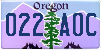 OR license plate 022AOC