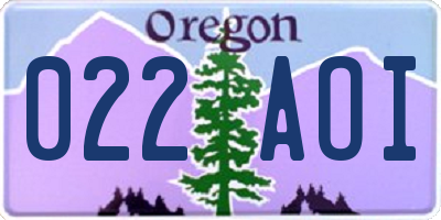OR license plate 022AOI
