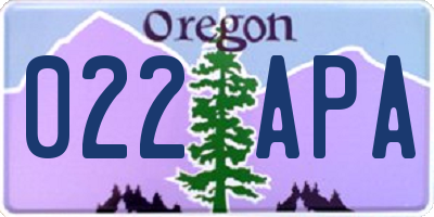 OR license plate 022APA