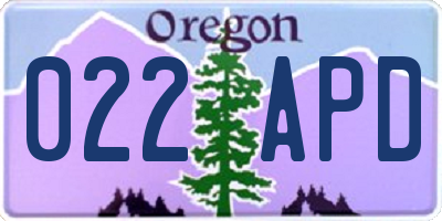 OR license plate 022APD