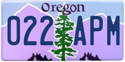 OR license plate 022APM
