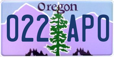 OR license plate 022APO
