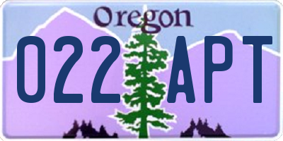 OR license plate 022APT