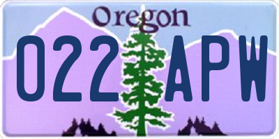 OR license plate 022APW
