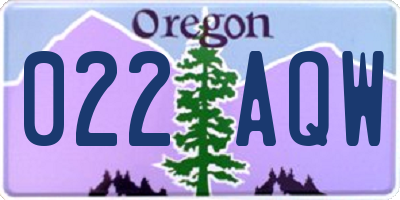 OR license plate 022AQW