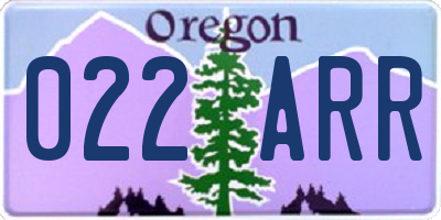 OR license plate 022ARR