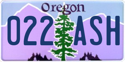 OR license plate 022ASH