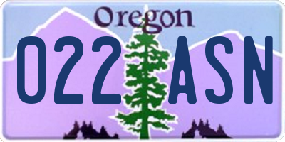 OR license plate 022ASN