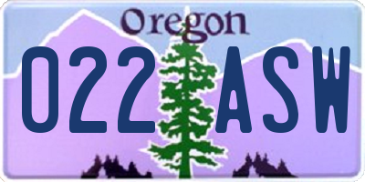 OR license plate 022ASW