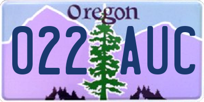 OR license plate 022AUC