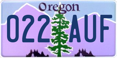 OR license plate 022AUF