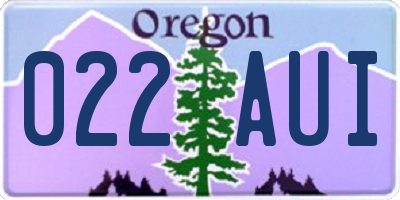 OR license plate 022AUI