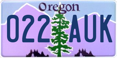 OR license plate 022AUK