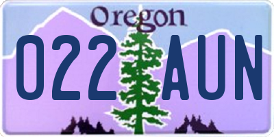 OR license plate 022AUN