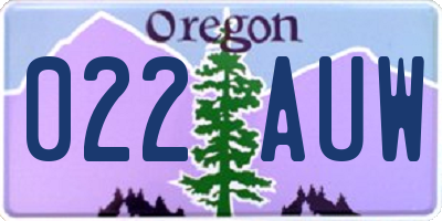 OR license plate 022AUW