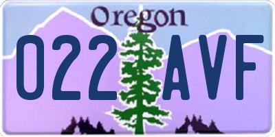OR license plate 022AVF