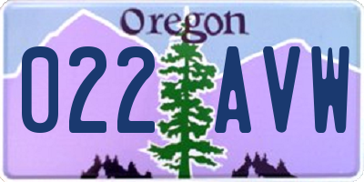 OR license plate 022AVW