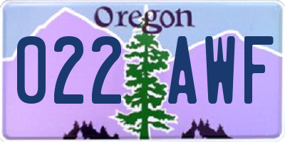 OR license plate 022AWF