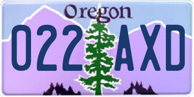 OR license plate 022AXD