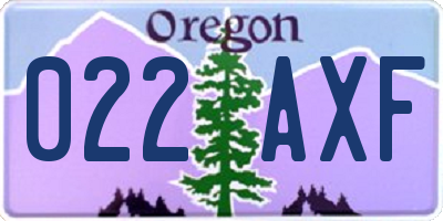 OR license plate 022AXF