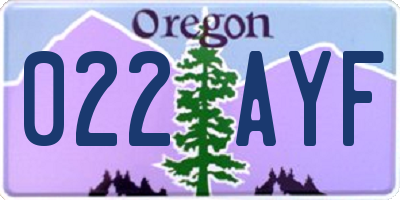OR license plate 022AYF
