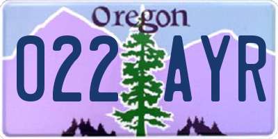 OR license plate 022AYR