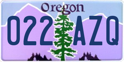 OR license plate 022AZQ