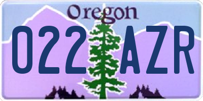 OR license plate 022AZR