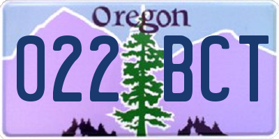 OR license plate 022BCT