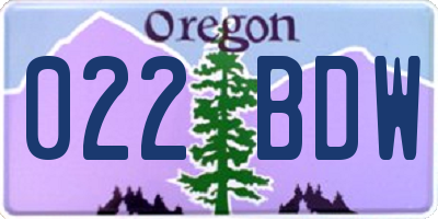 OR license plate 022BDW